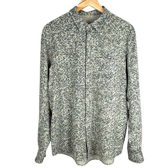 Lululemon mens large button down shirt green abstract print long sleeve - Picture 1 of 8